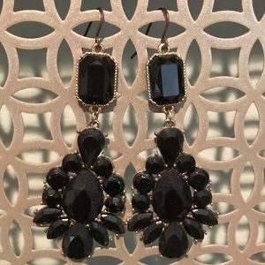 Black jewel chandelier earrings
